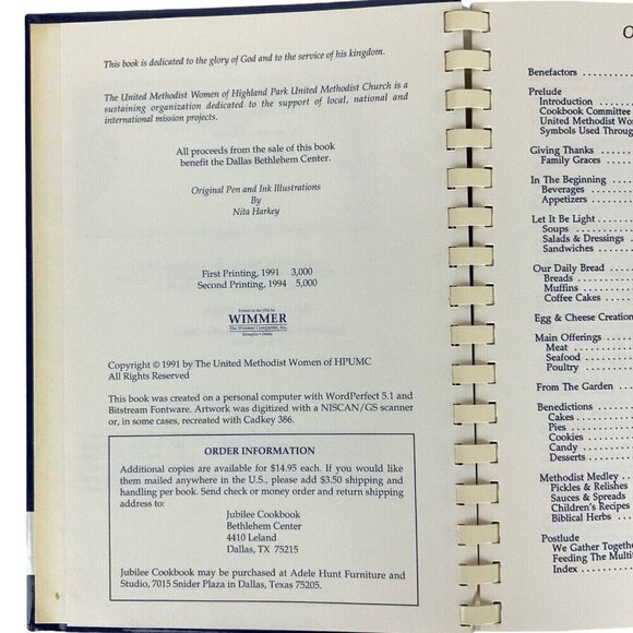 The Jubilee Of Our Many Blessings Cookbook Highland Park UMC 1991 Spiral Bound - Picture 4 of 11